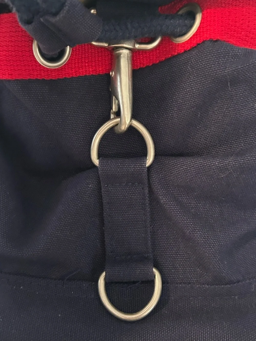 Vintage Y2K Tommy Hilfiger Logo Drawstring Backpack Navy Red Bookbag